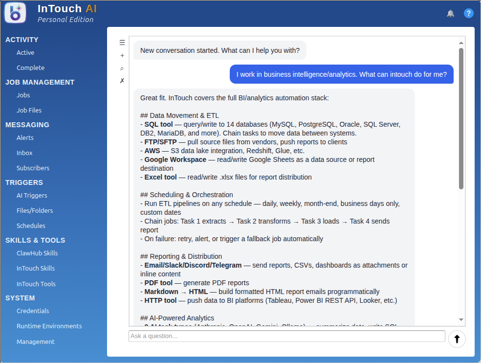 AI assistant helping business intelligence