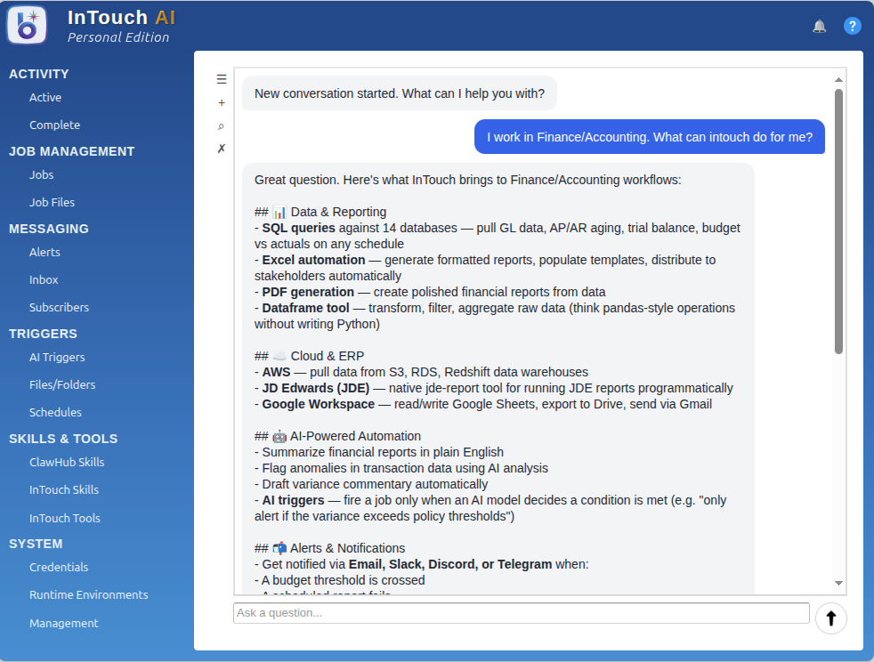 AI assistant helping finance