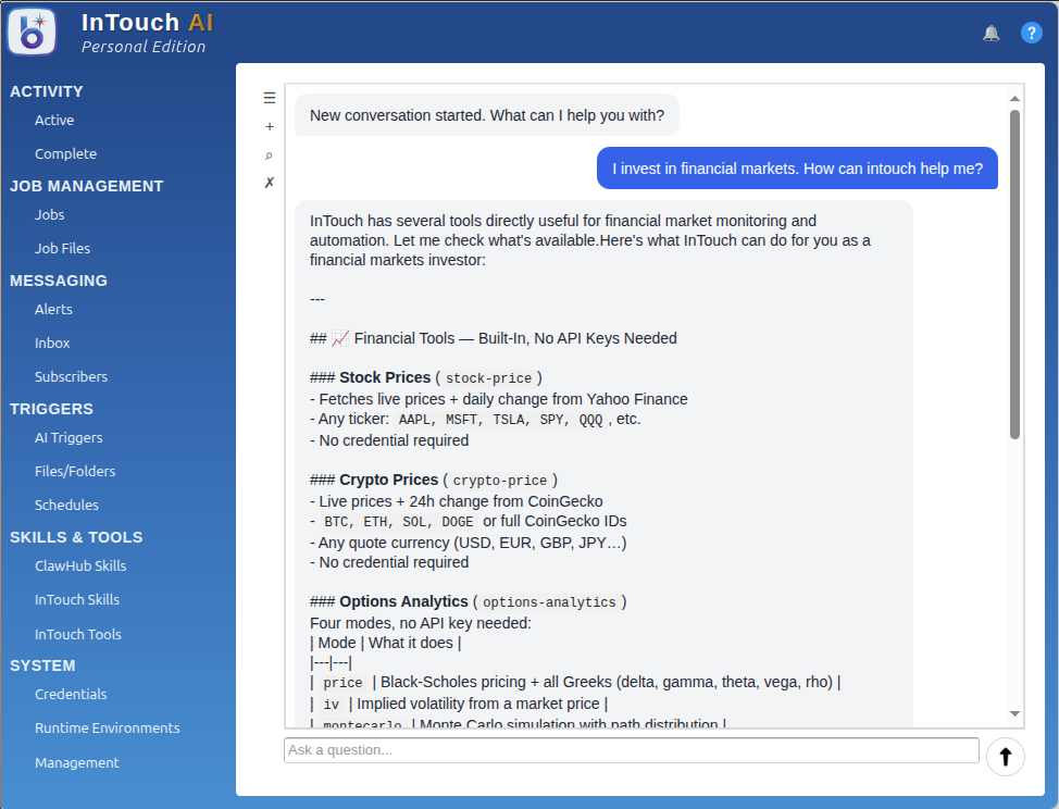 AI assistant helping financial investing