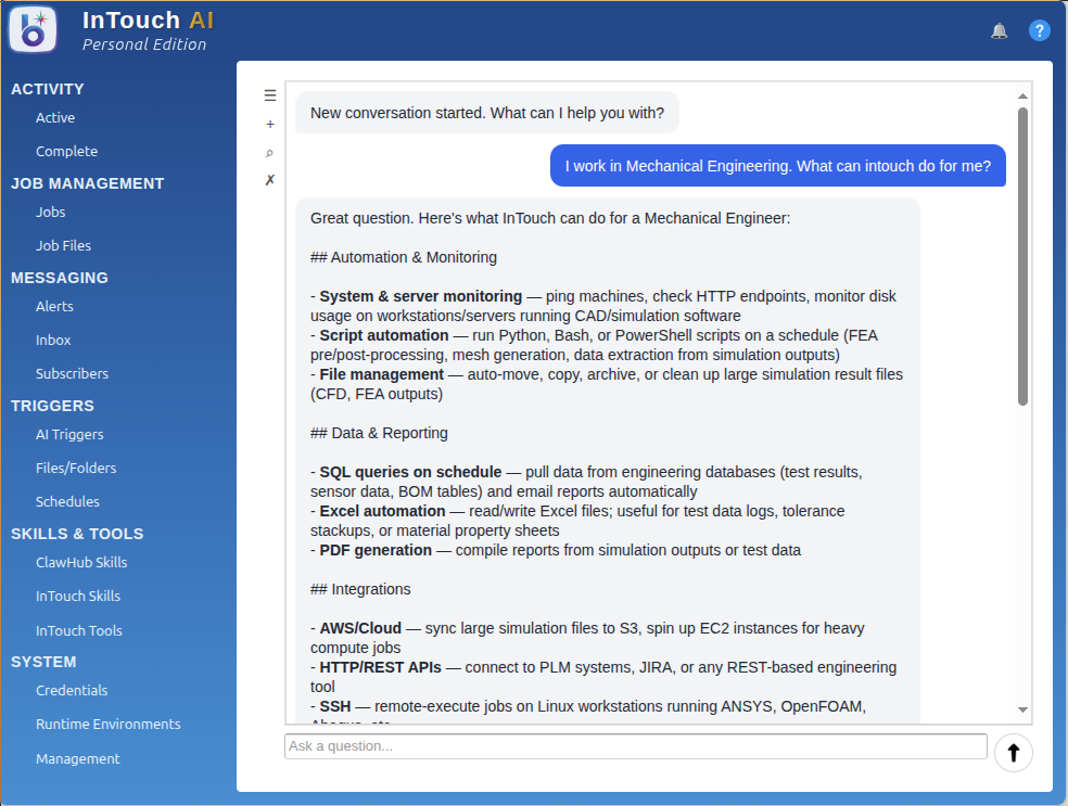 AI assistant helping a mechanical engineer